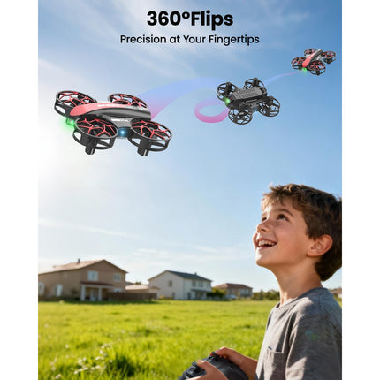 Mini RC Stunt Drone with 1 Key Takeoff/Landing, Altitude Hold, 3 Speeds & LED Lights