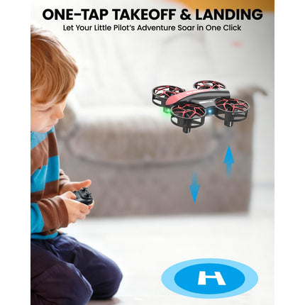Mini RC Stunt Drone with 1 Key Takeoff/Landing, Altitude Hold, 3 Speeds & LED Lights