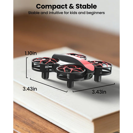 Mini RC Stunt Drone with 1 Key Takeoff/Landing, Altitude Hold, 3 Speeds & LED Lights
